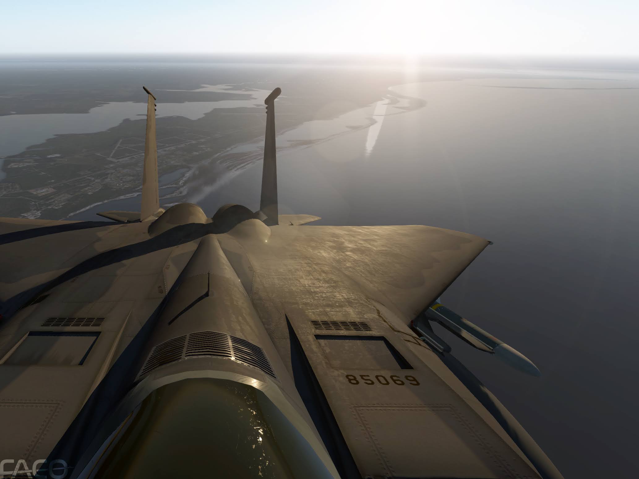 F-15C flight simulation view